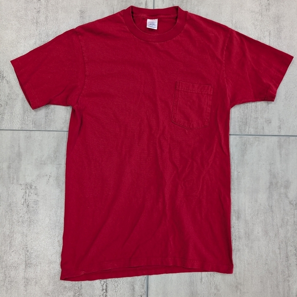 Vintage TownCraft JCPenny Blank Red Pocket Single Stitch T Shirt Size Medium - Picture 1 of 7